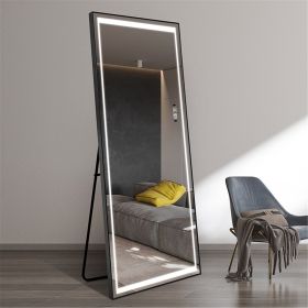 Full Length Mirrors Intelligent Human Body Induction Mirror LED Aluminum Floor Mirrors Stand Full Body Dressing Bedroom,Living Room
