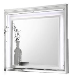 Prism Modern Style Mirror Made with Wood & Futuristic Aura in White